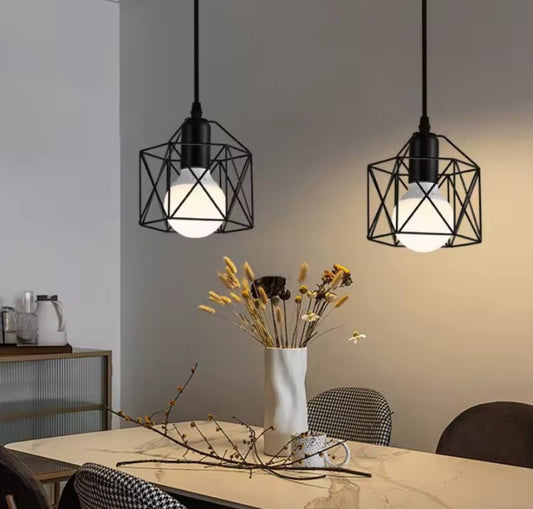 Lámpara colgante LED de estilo industrial E27 base de metal lámpara de araña retro para cocina isla cafetería escalera pasillo salón dormitorio AC85-265V color negro pack de 2 unidades