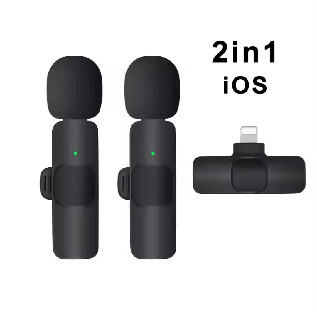 2-in-1 Wireless Lavalier Microphone for Live Streaming, YouTube, TikTok, Facebook, Interviews, Teachers, High-Quality Stereo Sound with Noise Cancellation Function