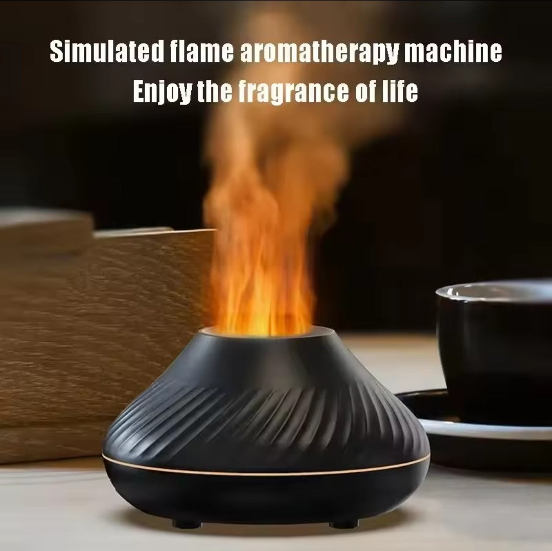 Volcano humidifier ultrasonic diffuser LED lamp with realistic flame effect 6 adjustable colors