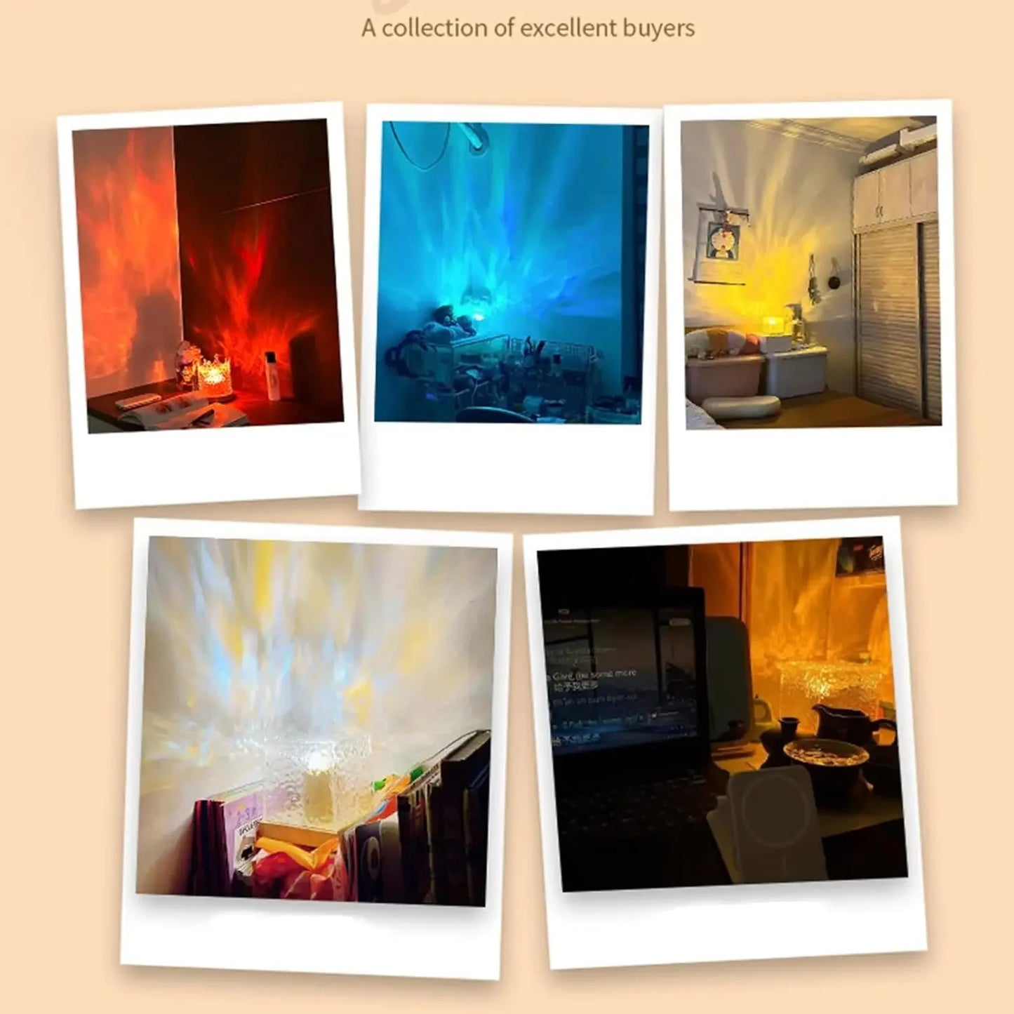 Rotating RGB LED Lamp Dynamic Water Wave Projector for Home Bar Restaurant Gift 16 Different Colors with Remote Control