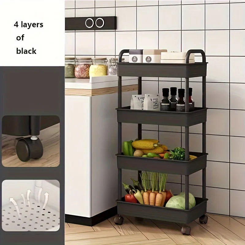 4-Tier Rolling Storage Cart, 36x24x92cm, Multi-Purpose, Plastic Material, 2-Pack Offer