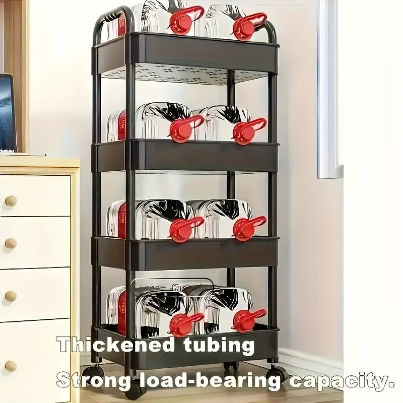 4-Tier Rolling Storage Cart, 36x24x92cm, Multi-Purpose, Plastic Material, 2-Pack Offer