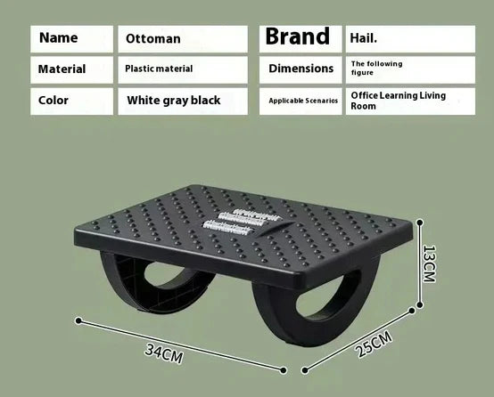 Trendings portable footrest for desk in black plastic with ergonomic curved base and textured surface