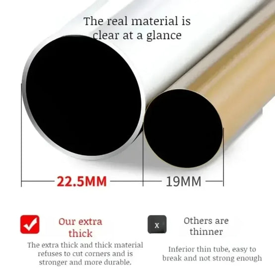 Close-up of thick metal tubes showing materials for perchero con doble barra resistente para ropa by Trendings