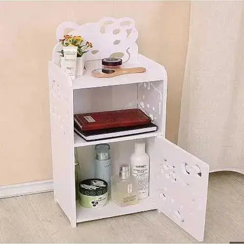 Mesita de Noche de madera MDF con tres niveles medidas 56x24x17cm color blanco