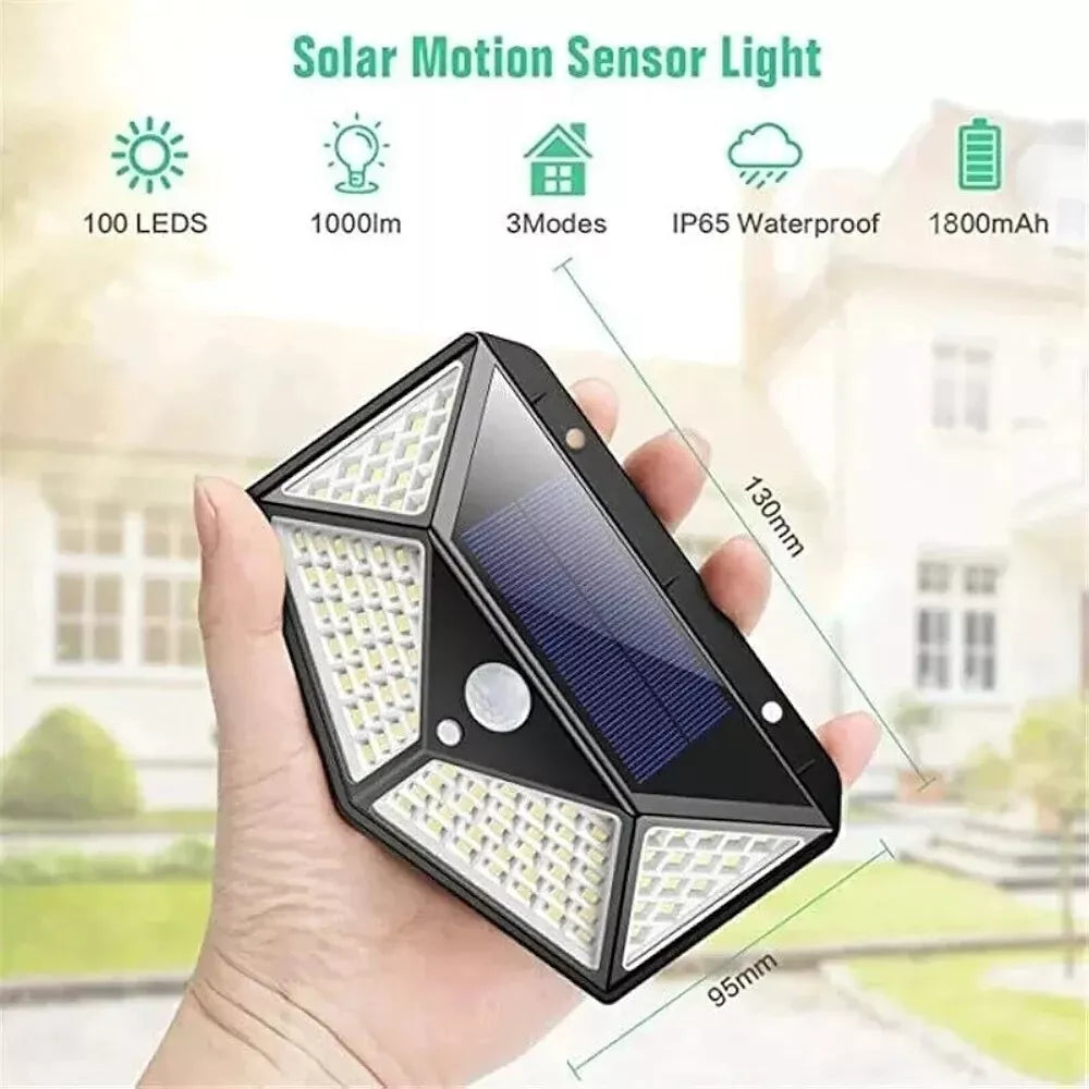 100 LED solar lamp with motion sensor IP65 black color pack of 5 units