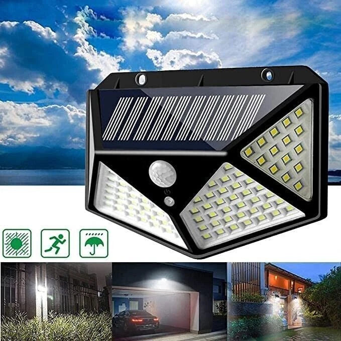 100 LED solar lamp with motion sensor IP65 black color pack of 5 units