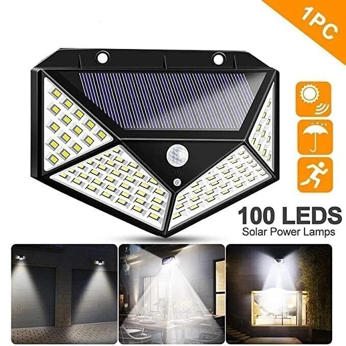 100 LED solar lamp with motion sensor IP65 black color pack of 5 units