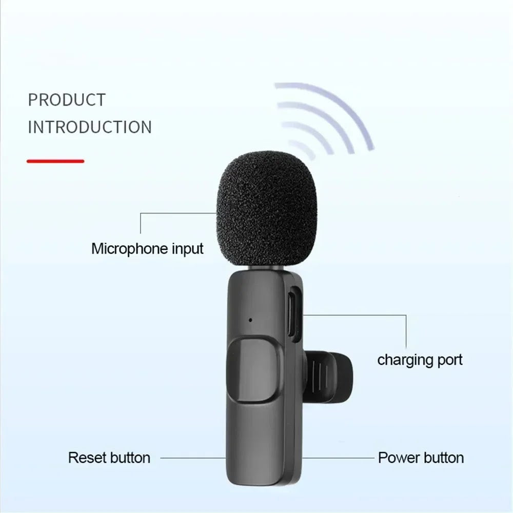 2-in-1 Wireless Lavalier Microphone for Live Streaming, YouTube, TikTok, Facebook, Interviews, Teachers, High-Quality Stereo Sound with Noise Cancellation Function