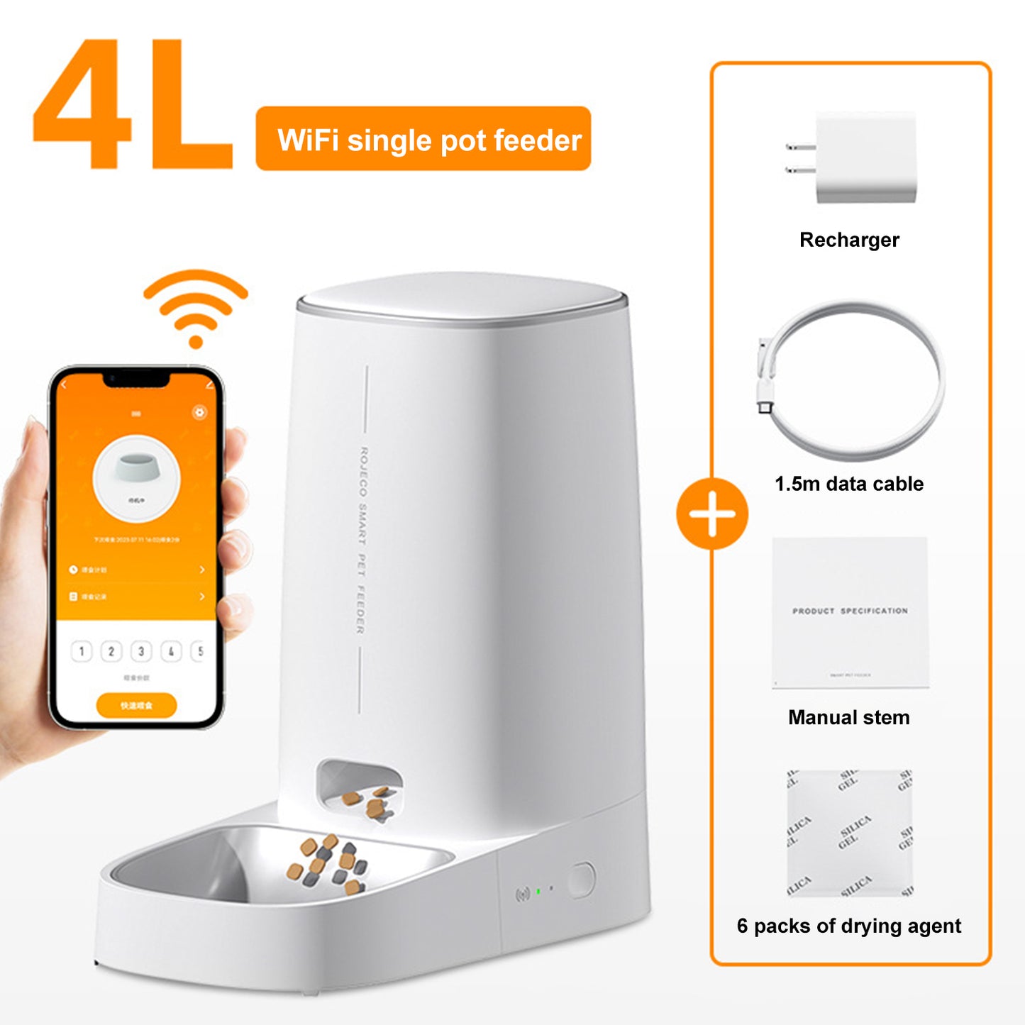 Comedero inteligente con wifi  para mascotas autonomía de hasta 3 semanas capacidad 4 litros color blanco