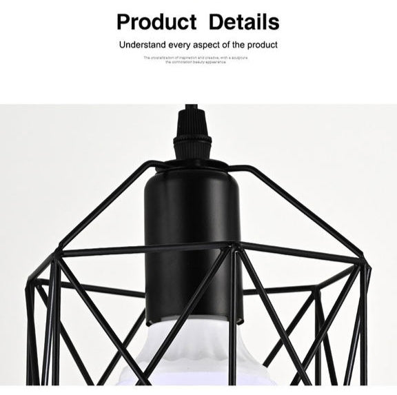 Industrial Style LED Pendant Light E27 Metal Base Retro Chandelier for Kitchen Island Cafe Staircase Hallway Living Room Bedroom AC85-265V Black Pack of 2