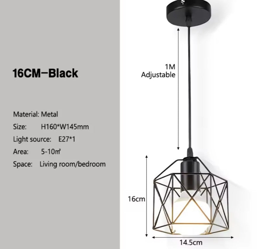 Industrial Style LED Pendant Light E27 Metal Base Retro Chandelier for Kitchen Island Cafe Staircase Hallway Living Room Bedroom AC85-265V Black Pack of 2