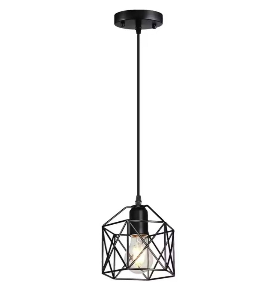 Industrial Style LED Pendant Light E27 Metal Base Retro Chandelier for Kitchen Island Cafe Staircase Hallway Living Room Bedroom AC85-265V Black Pack of 2