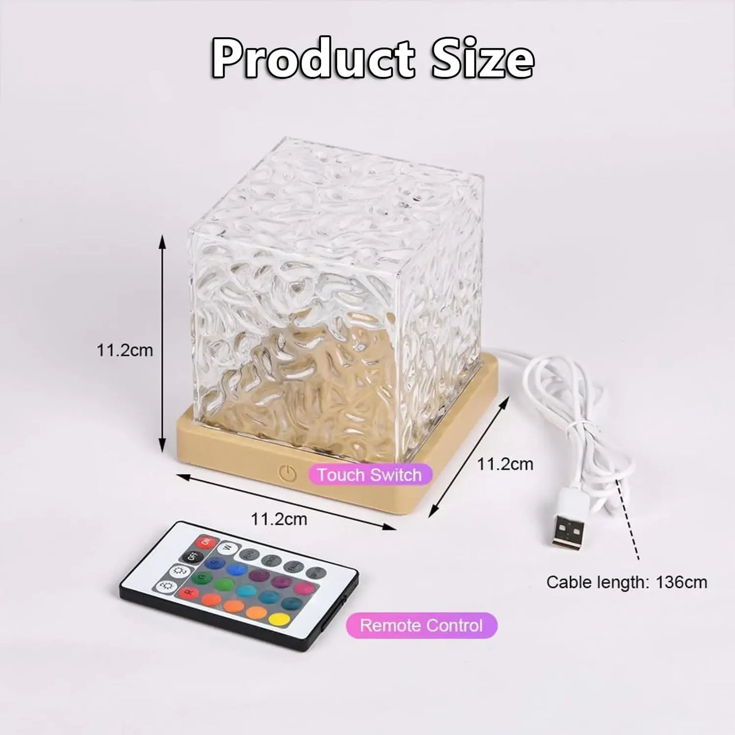 Rotating RGB LED Lamp Dynamic Water Wave Projector for Home Bar Restaurant Gift 16 Different Colors with Remote Control