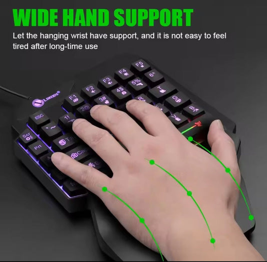 Mini teclado retroiluminado de una sola mano ultradelgado para juegos 35 teclas