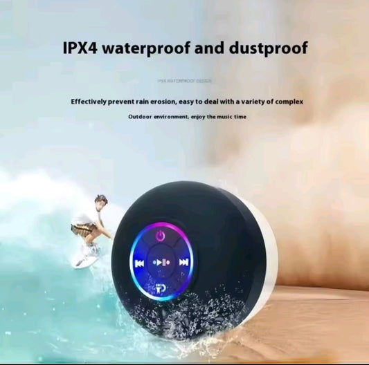 Mini altavoz inalámbrico bluetooth con luces LED impermeable IPX4  ventosa incorporada de fuerte agarre para el baño playa piscina actividades exteriores pc tablet móvil