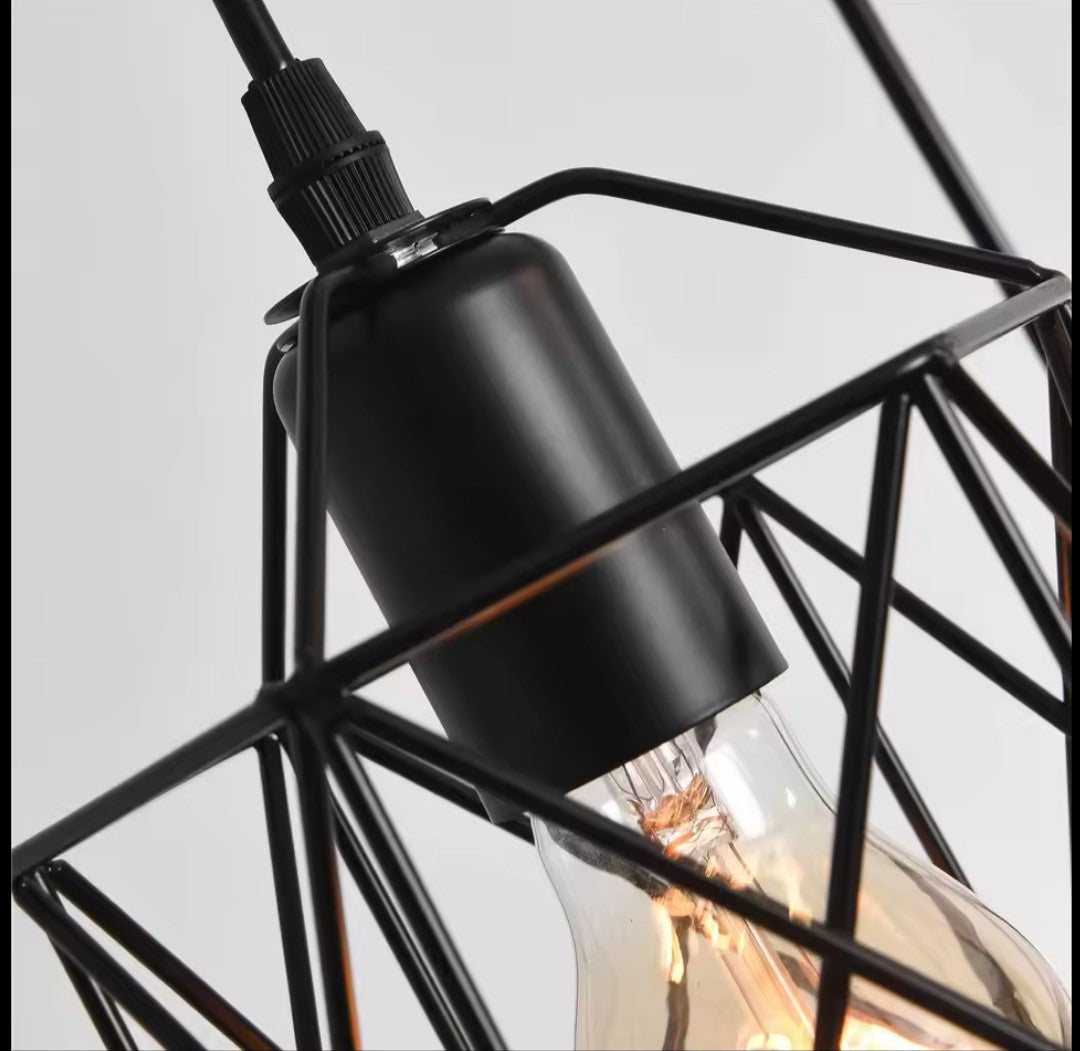 Industrial Style LED Pendant Light E27 Metal Base Retro Chandelier for Kitchen Island Cafe Staircase Hallway Living Room Bedroom AC85-265V Black Pack of 2