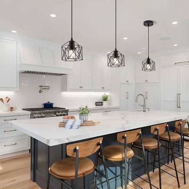 Industrial Style LED Pendant Light E27 Metal Base Retro Chandelier for Kitchen Island Cafe Staircase Hallway Living Room Bedroom AC85-265V Black Pack of 2