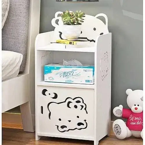 Mesita de Noche de madera MDF con tres niveles medidas  56x24x17cm color blanco