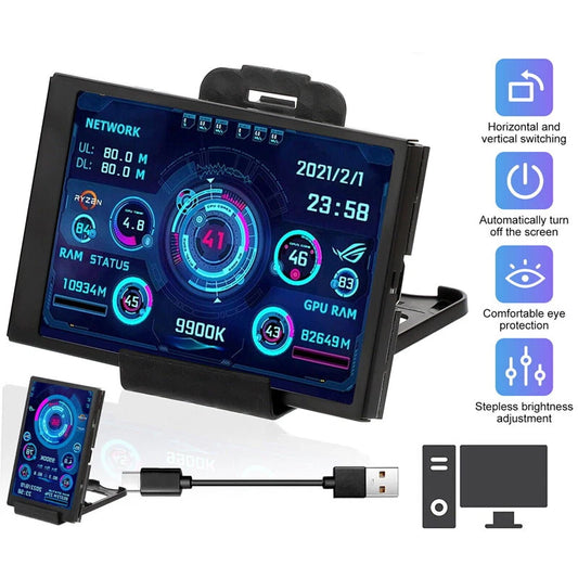3.5 inch Type C IPS Secondary Display 320x480 USB LCD Monitor for CPU GPU RAM HDD AIDA64 Windows 10 11 ( 